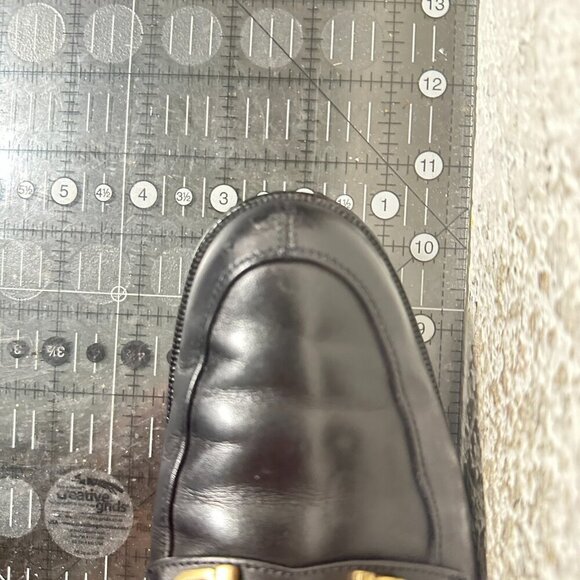 Salvatore Ferragamo Women Size 8B Black Leather Gold Horsebit Slip On Pump Shoes - Picture 12 of 12